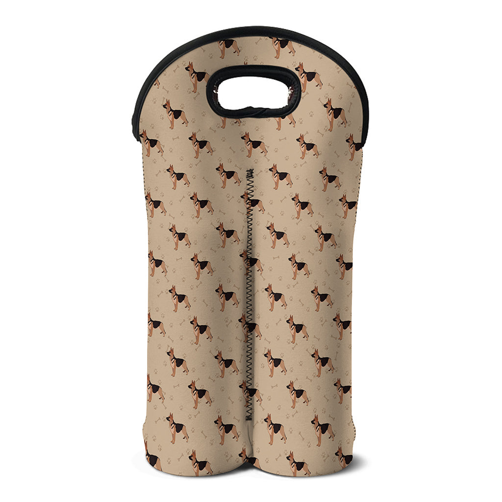 German Shepherd Dog Pattern Print Double Neoprene Wine Tote