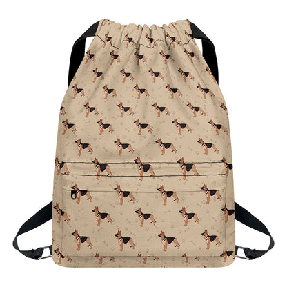 German Shepherd Dog Pattern Print Drawstring Backpack