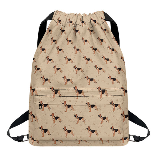 German Shepherd Dog Pattern Print Drawstring Backpack