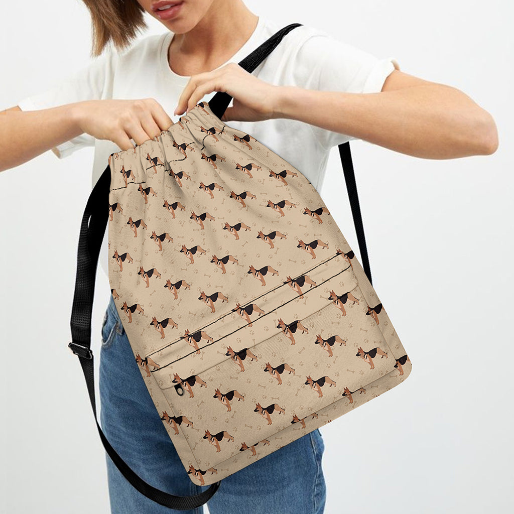 German Shepherd Dog Pattern Print Drawstring Backpack