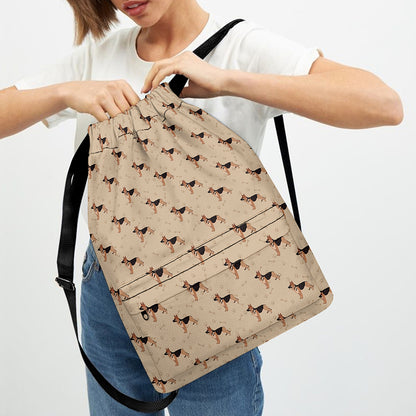 German Shepherd Dog Pattern Print Drawstring Backpack