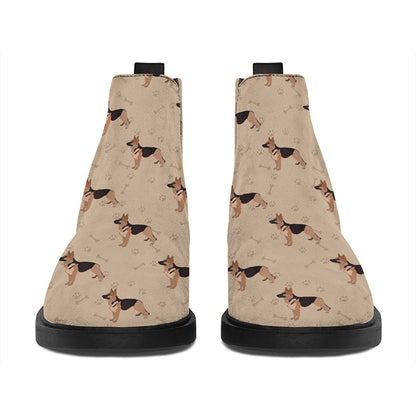 German Shepherd Dog Pattern Print Flat Ankle Boots