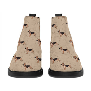 German Shepherd Dog Pattern Print Flat Ankle Boots