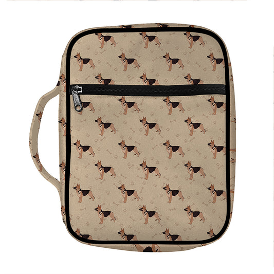 German Shepherd Dog Pattern Print Front Pocket Bible Bag