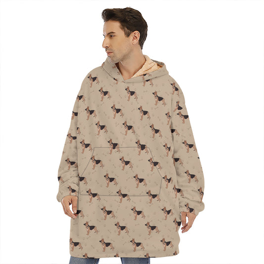 German Shepherd Dog Pattern Print Hoodie Blanket