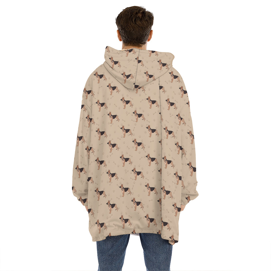 German Shepherd Dog Pattern Print Hoodie Blanket
