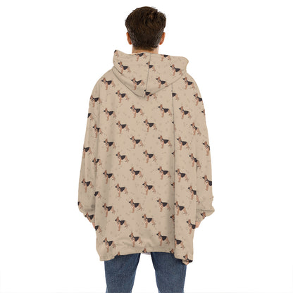 German Shepherd Dog Pattern Print Hoodie Blanket