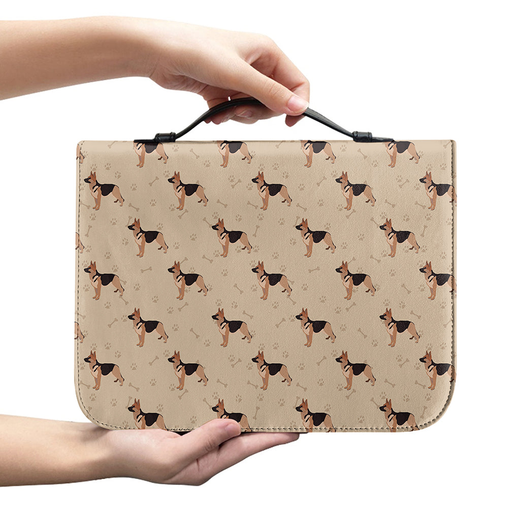 German Shepherd Dog Pattern Print Leather Bible Cover