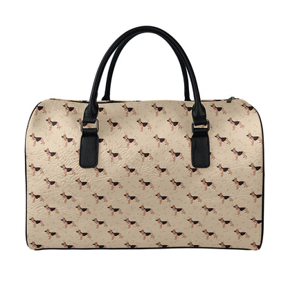 German Shepherd Dog Pattern Print Leather Duffle Bag