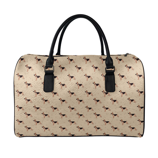 German Shepherd Dog Pattern Print Leather Duffle Bag