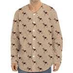 German Shepherd Dog Pattern Print Long Sleeve Baseball Jersey