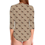 German Shepherd Dog Pattern Print Long Sleeve Swimsuit