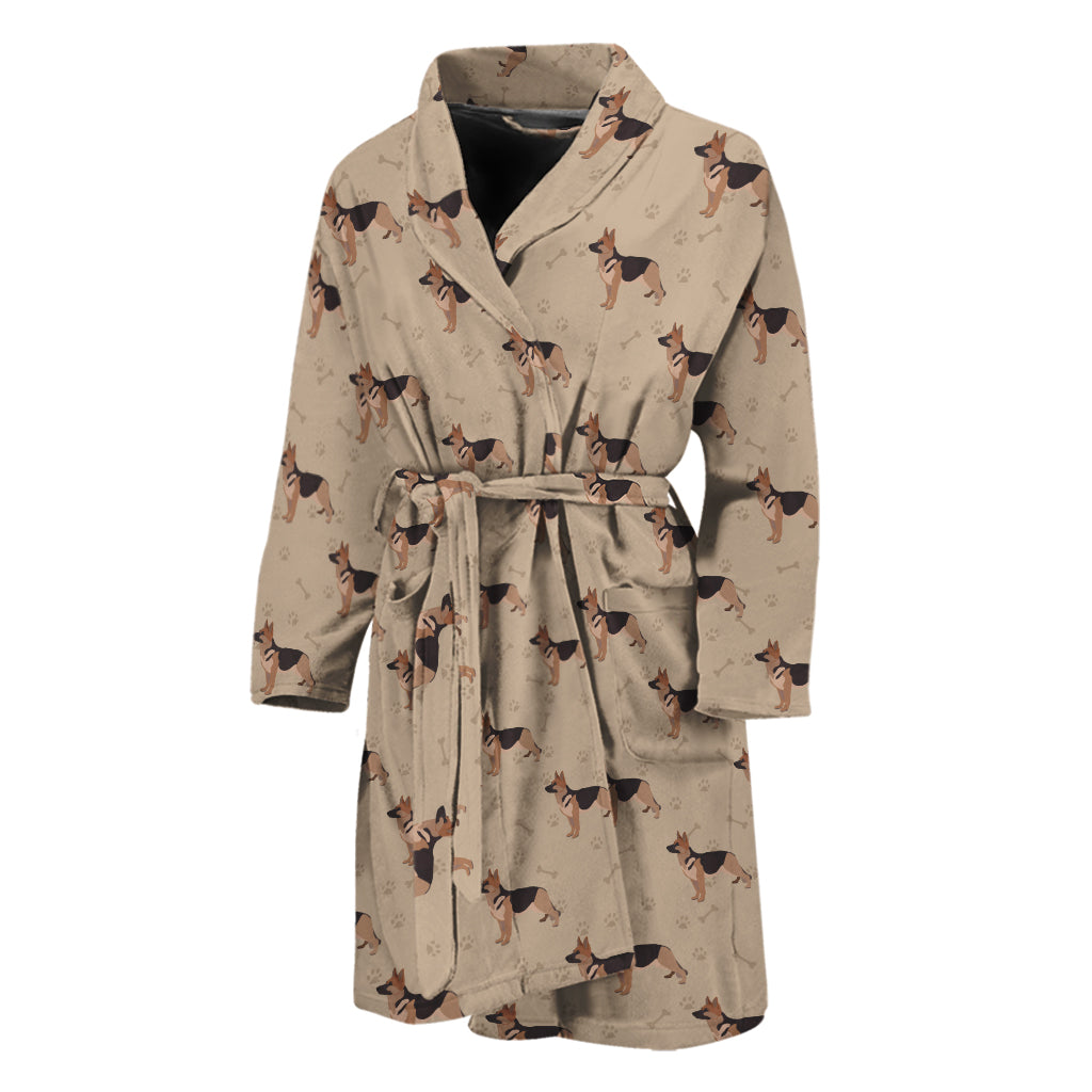 German Shepherd Dog Pattern Print Men's Bathrobe
