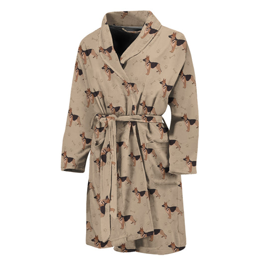 German Shepherd Dog Pattern Print Men's Bathrobe