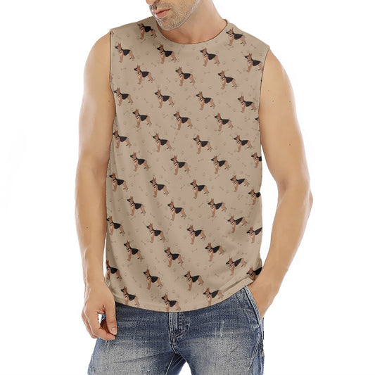 German Shepherd Dog Pattern Print Men's Fitness Tank Top