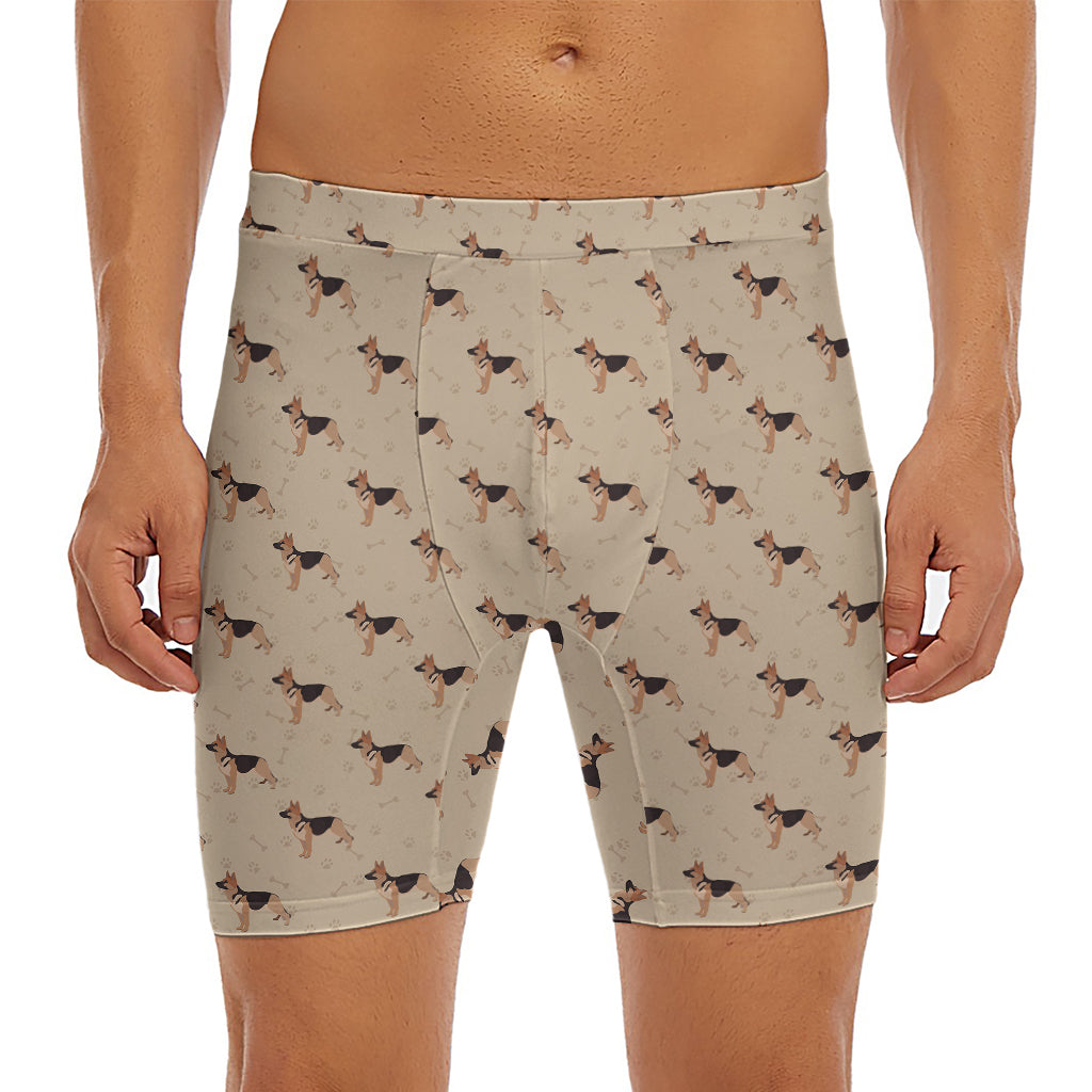 German Shepherd Dog Pattern Print Men's Long Boxer Briefs