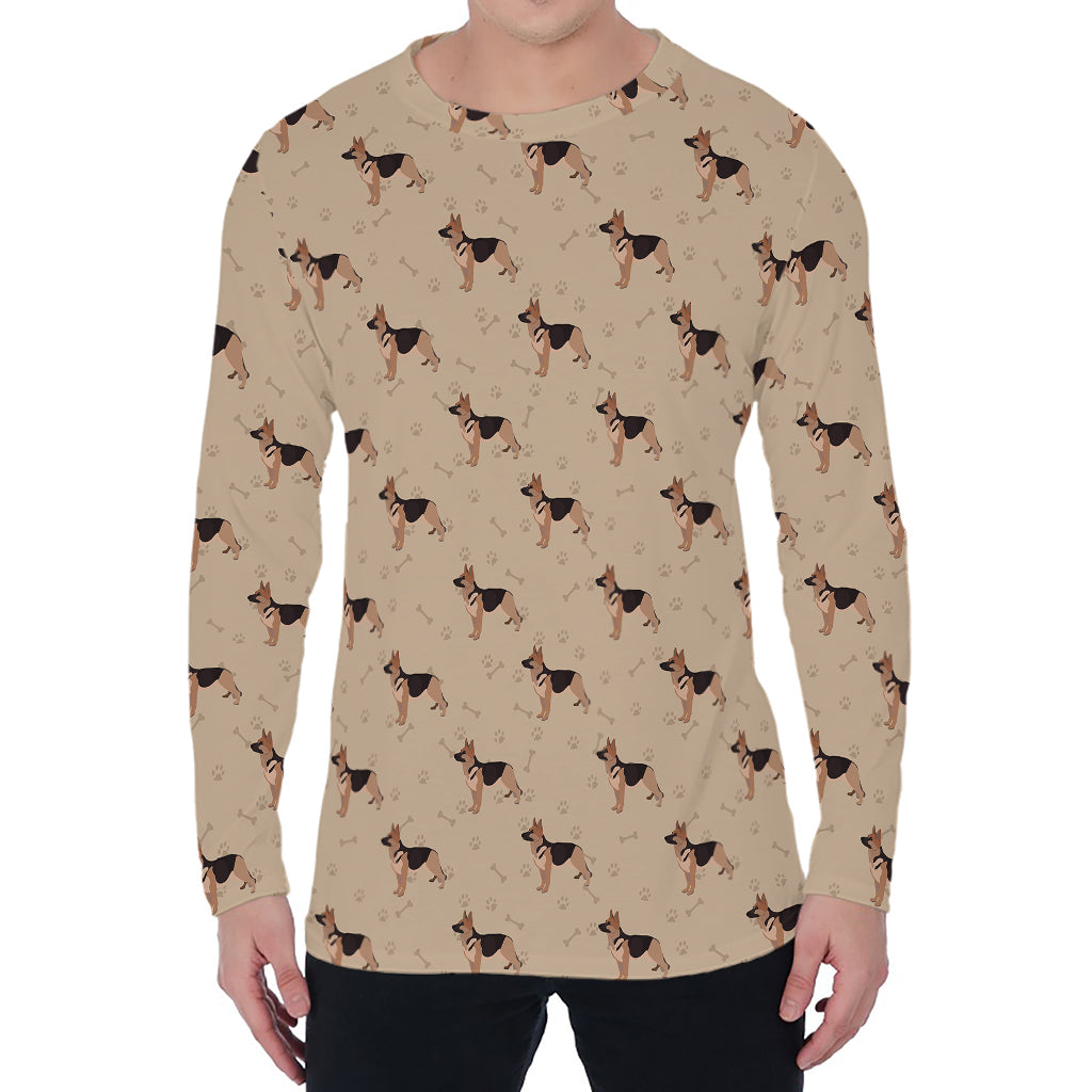 German Shepherd Dog Pattern Print Men's Long Sleeve T-Shirt