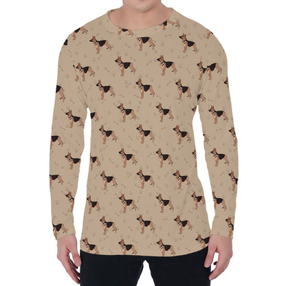 German Shepherd Dog Pattern Print Men's Long Sleeve T-Shirt