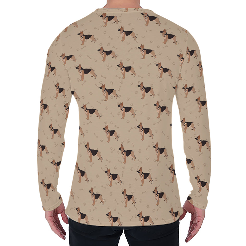 German Shepherd Dog Pattern Print Men's Long Sleeve T-Shirt