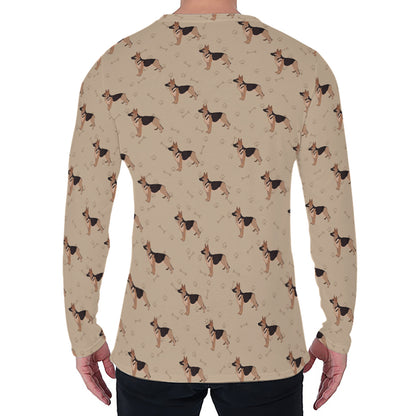 German Shepherd Dog Pattern Print Men's Long Sleeve T-Shirt