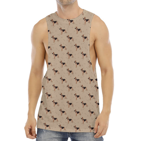 German Shepherd Dog Pattern Print Men's Muscle Tank Top