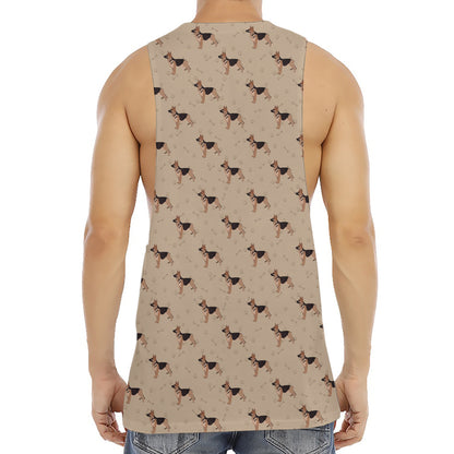 German Shepherd Dog Pattern Print Men's Muscle Tank Top