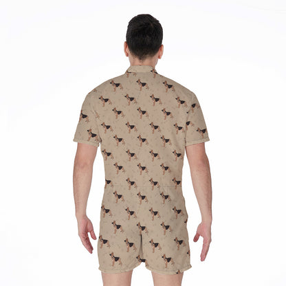 German Shepherd Dog Pattern Print Men's Rompers