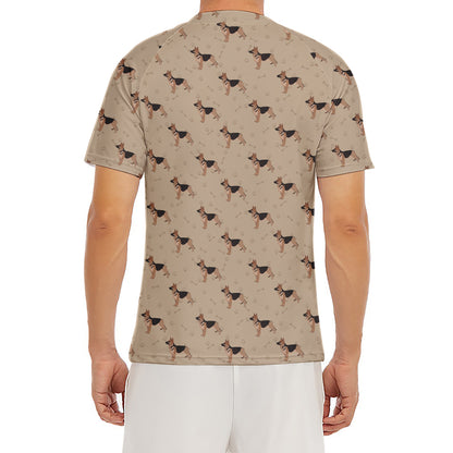 German Shepherd Dog Pattern Print Men's Short Sleeve Rash Guard