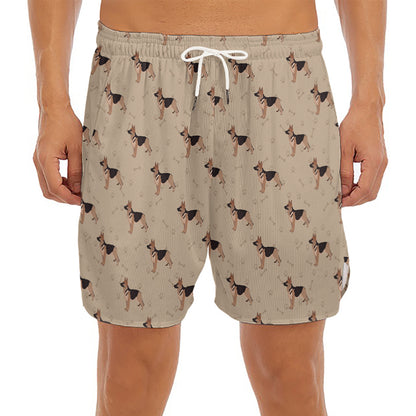 German Shepherd Dog Pattern Print Men's Split Running Shorts