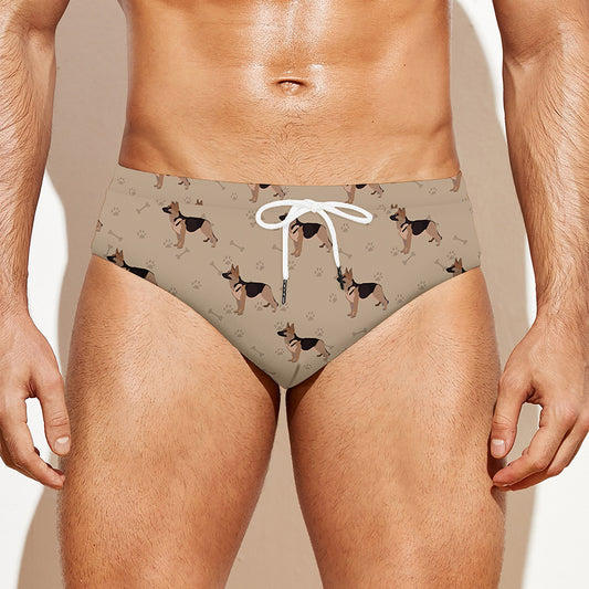 German Shepherd Dog Pattern Print Men's Swim Briefs