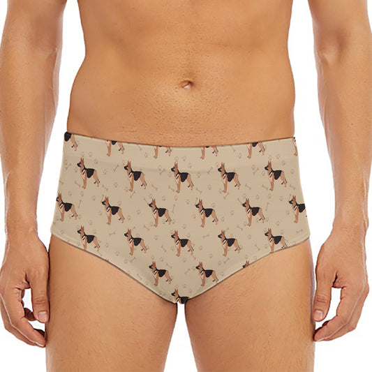 German Shepherd Dog Pattern Print Men's Triangle Swim Briefs