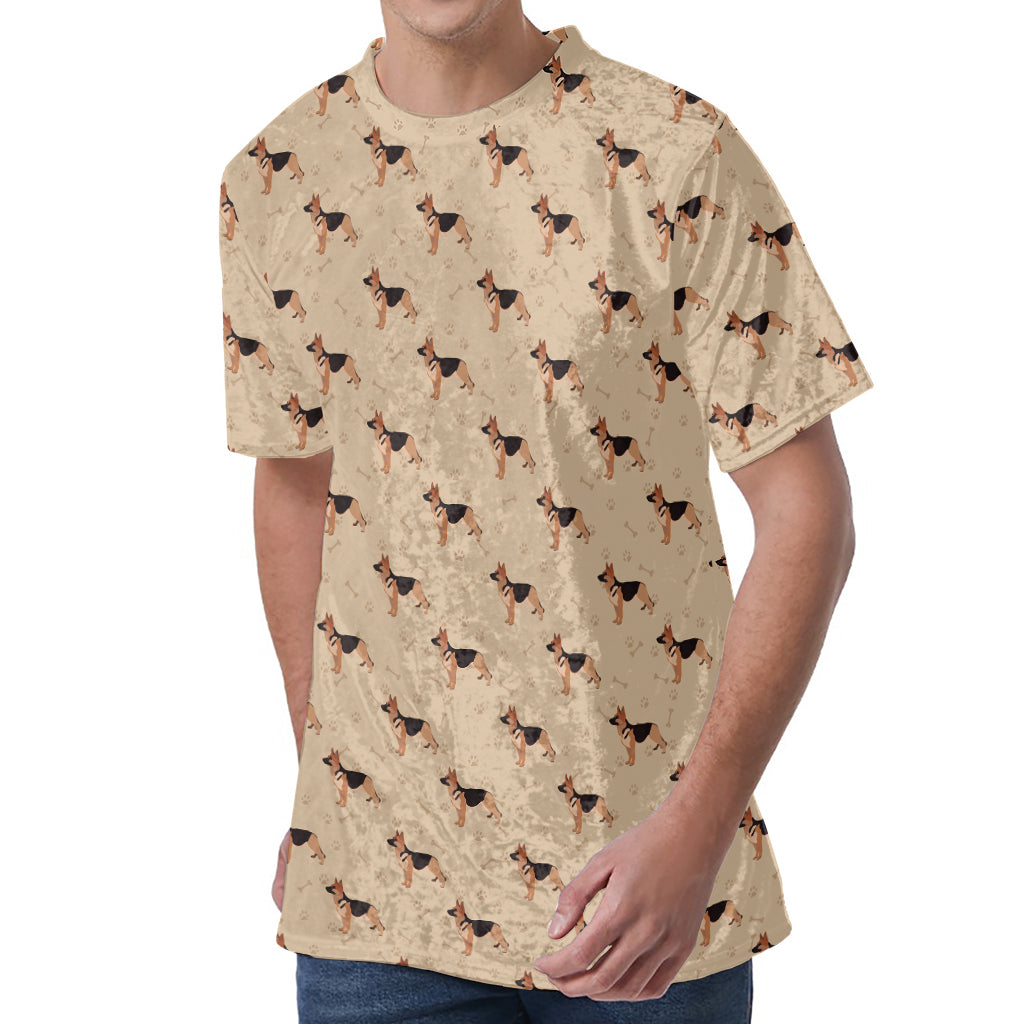 German Shepherd Dog Pattern Print Men's Velvet T-Shirt