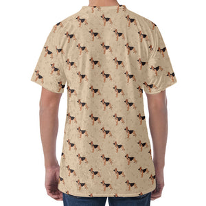 German Shepherd Dog Pattern Print Men's Velvet T-Shirt