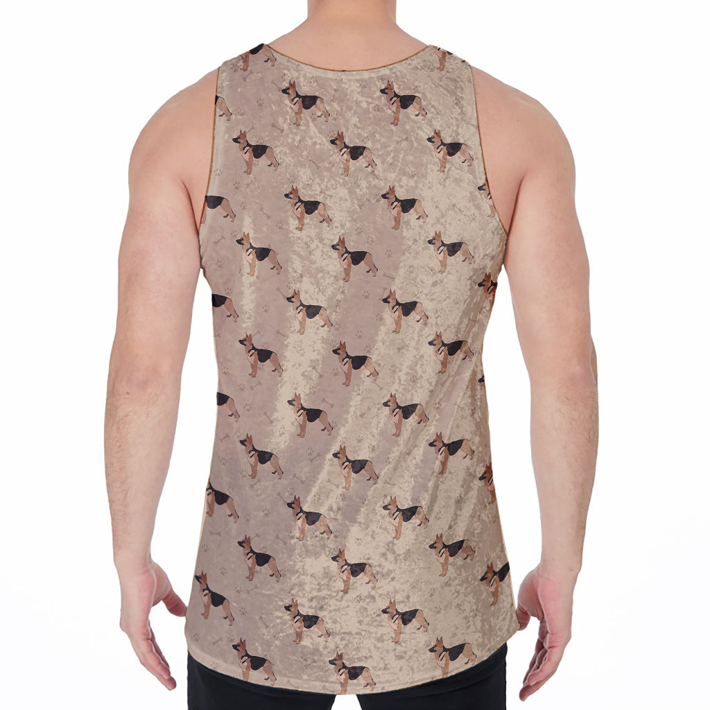 German Shepherd Dog Pattern Print Men's Velvet Tank Top