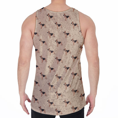 German Shepherd Dog Pattern Print Men's Velvet Tank Top