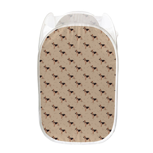 German Shepherd Dog Pattern Print Mesh Laundry Hamper
