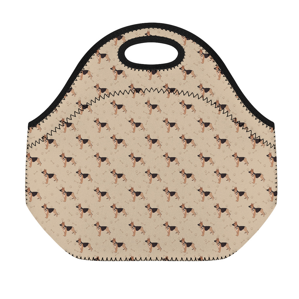 German Shepherd Dog Pattern Print Neoprene Lunch Bag
