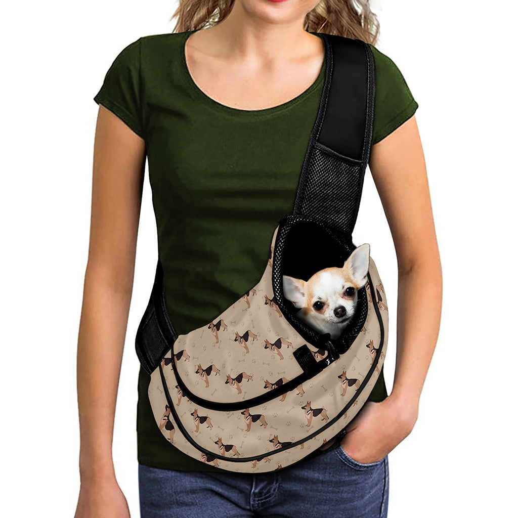 German Shepherd Dog Pattern Print Pet Sling Carrier