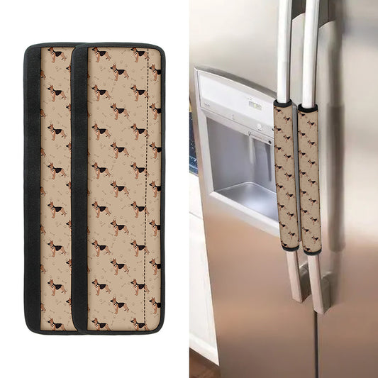 German Shepherd Dog Pattern Print Refrigerator Handle Covers