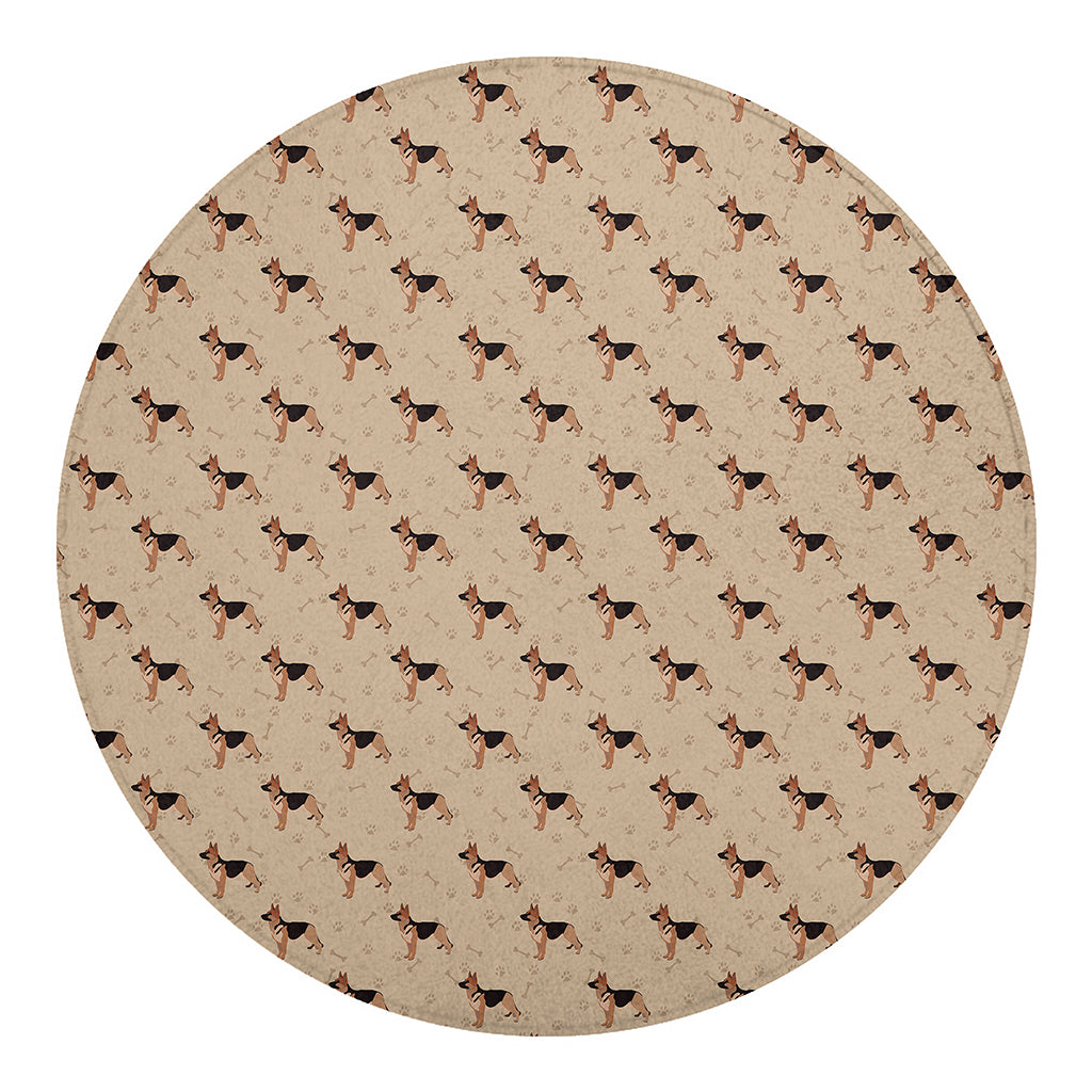 German Shepherd Dog Pattern Print Round Blanket