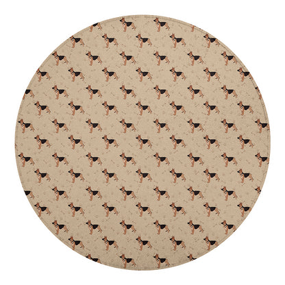 German Shepherd Dog Pattern Print Round Blanket
