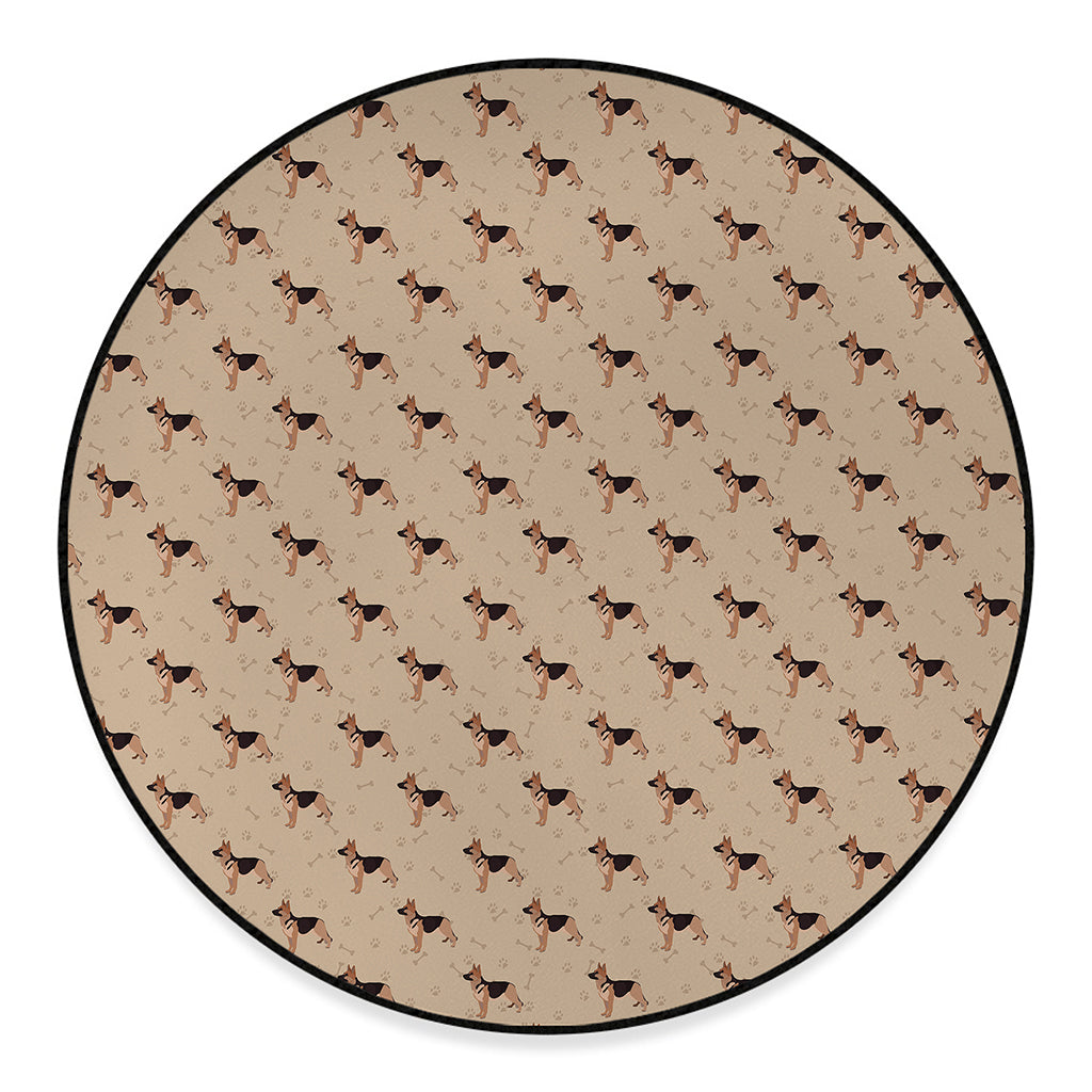 German Shepherd Dog Pattern Print Round Floor Mat