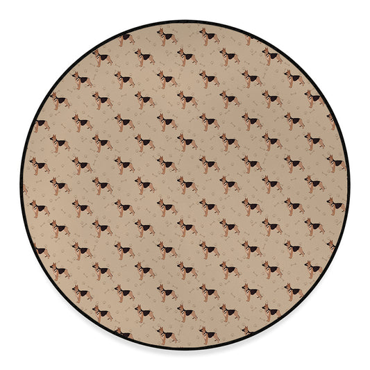 German Shepherd Dog Pattern Print Round Floor Mat