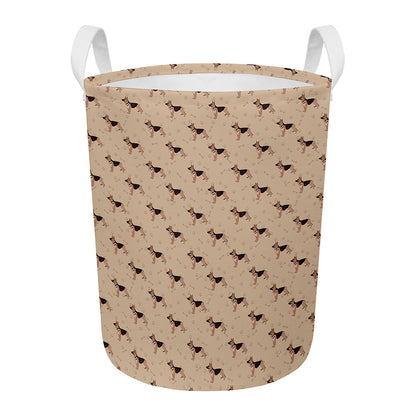 German Shepherd Dog Pattern Print Round Laundry Basket