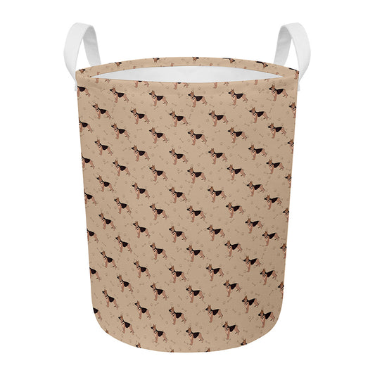 German Shepherd Dog Pattern Print Round Laundry Basket