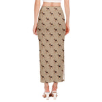 German Shepherd Dog Pattern Print Side Slit Maxi Skirt