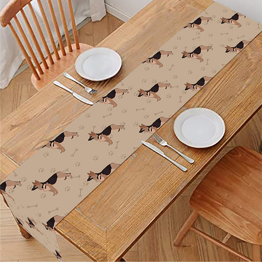 German Shepherd Dog Pattern Print Table Runner