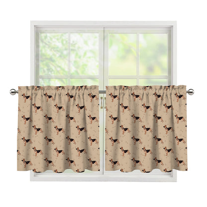 German Shepherd Dog Pattern Print Tier Curtains
