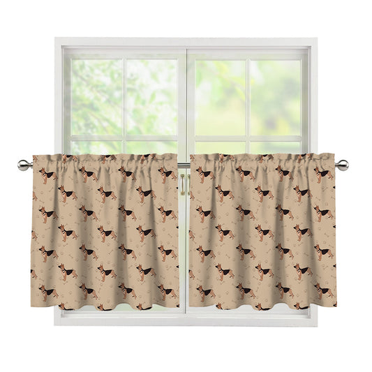 German Shepherd Dog Pattern Print Tier Curtains