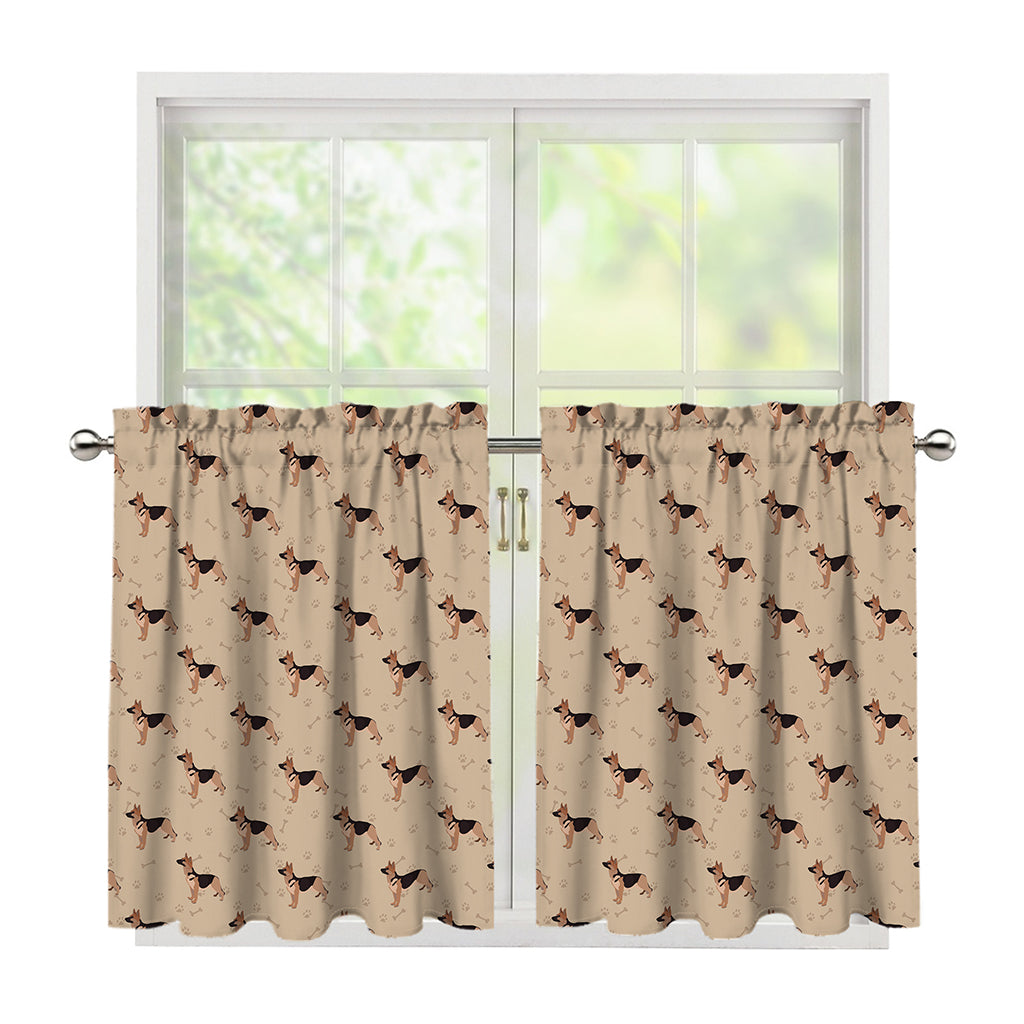 German Shepherd Dog Pattern Print Tier Curtains